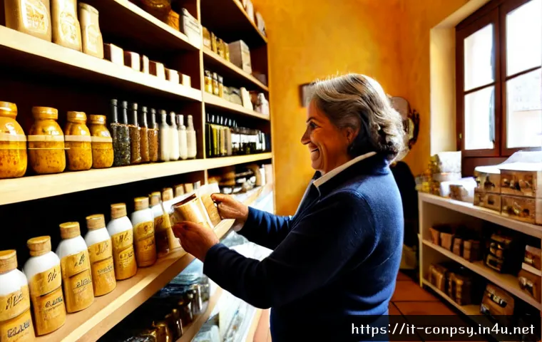 Home 13 브랜드 신뢰와 감정적 요소 - Photorealistic Italian family-owned artisan shop in a historic Italian town, a warm middle-aged shop...